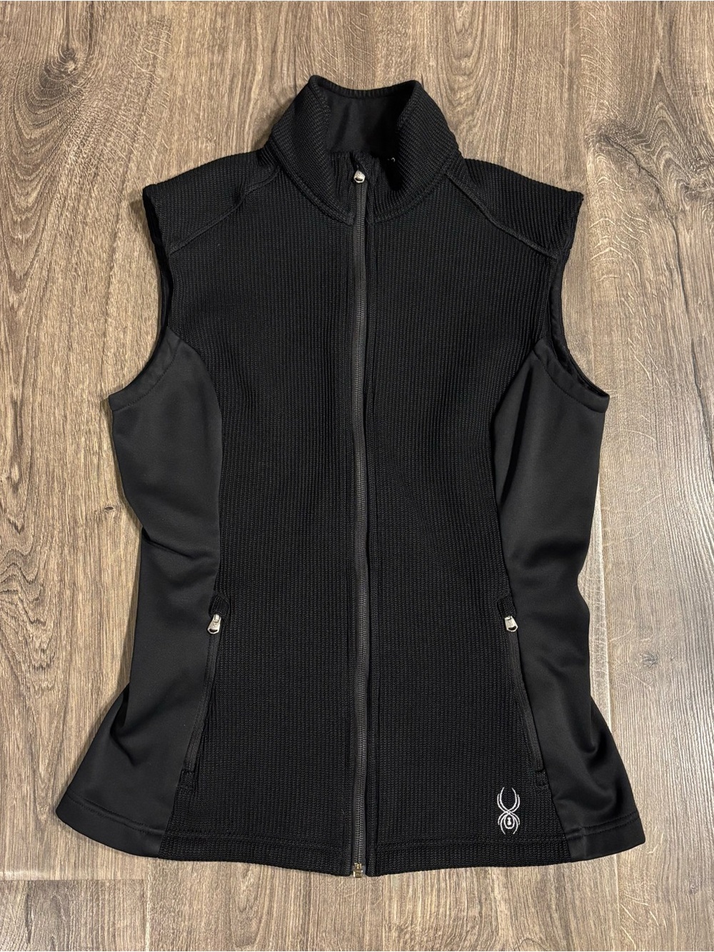 Spyder Black Full Zip Knit Fleece Lined Outdoor Vest Women's Size Medium